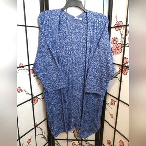 GAP Blue Long Oversized Knit Cardigan Sweater Open Front Size Medium